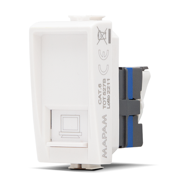 Connettore Rete Rj45 CAT6 T3Joy 527B Bianco