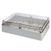 GW44431 CASSETTA DI DERIVAZIONE E PER APPARECCHIATURE ELETTRICHE ED ELETTRONICHE COPERCHIO BASSO TRASPARENTE IP56 PARETI LISCE