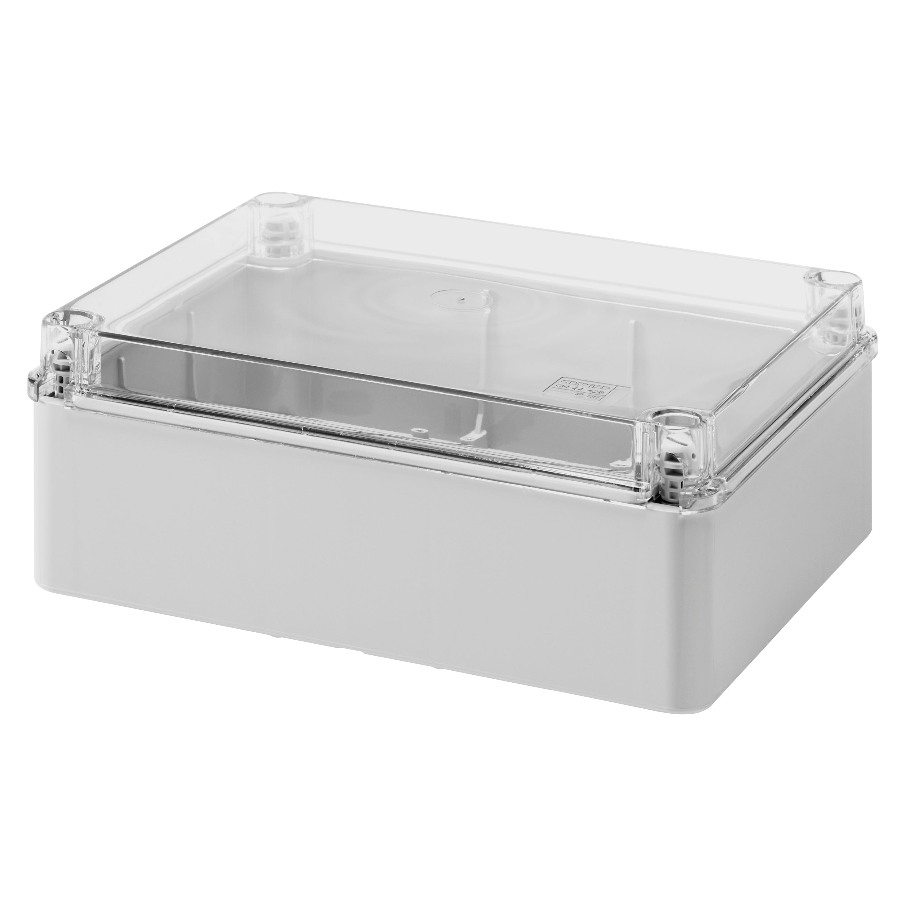 GW44428 CASSETTA DI DERIVAZIONE E PER APPARECCHIATURE ELETTRICHE ED ELETTRONICHE-COPERCHIO BASSO TRASPARENTE-IP56-DIMENSIONI INTERNE 240X190X90-PARETI LISCE