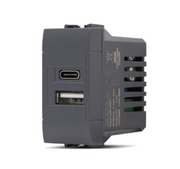 ART 833N Presa Usb 5V=2.4A A+C Nero Compatibile Bticino Living Light Tech International