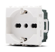GEM 615B Presa Schuko Unel 2.0 (16A-250V) Bianco Compatibile VIMAR PLANA