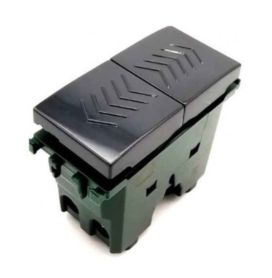 GEM 622N Doppio Pulsante (10A-250V) Nero Compatibile VIMAR PLANA