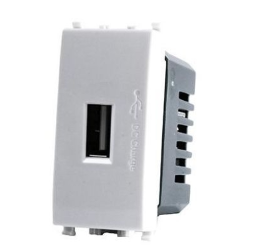 GEM 629B Presa Usb (5V=2A 265V) Bianco Compatibile VIMAR PLANA