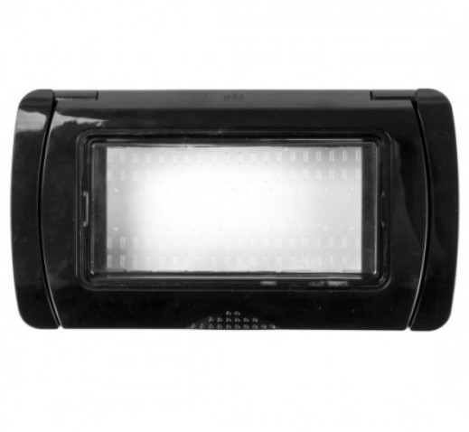 GEM S6003N S6004N - Placca Idrobox IP55 Nero Compatibile con Vimar PLANA