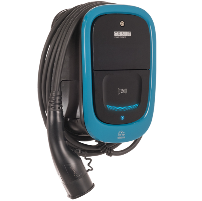 ORBIS OB94U420HA2 VIARIS UNI+ CT222ETH TRIFASE 22 kW 3x32A, 1 CAVO e CONNETTORE TIPO 2 lunghezza 5m, lettore carte RFID, WiFi + Ethernet