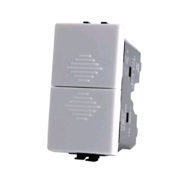 JOY 522B Doppio Pulsante (10A-250V) Bianco Compatibile Bticino Matix