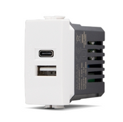 JOY 533B Presa Usb 5V=2.4A A+C Bianco Compatibile Bticino Matix