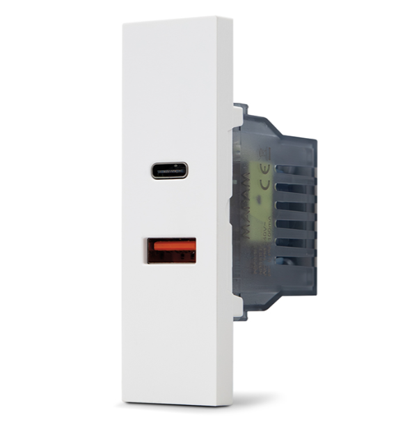 ZEN N233B / N233N Doppia presa USB A+C 1 modulo BIANCO / NERO
