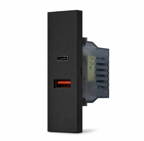 ZEN N233B / N233N Doppia presa USB A+C 1 modulo BIANCO / NERO