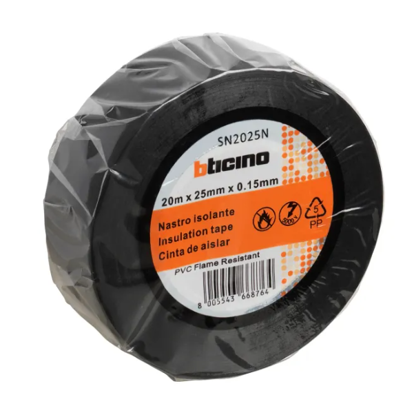 BTICINO SN2019N / SN2025N Nastro Isolante per 20 metri NERO 19mm / 25mm