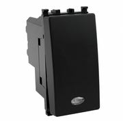 GEM 663N Deviatore Spia 10A-250V Nero Compatibile Vimar Plana